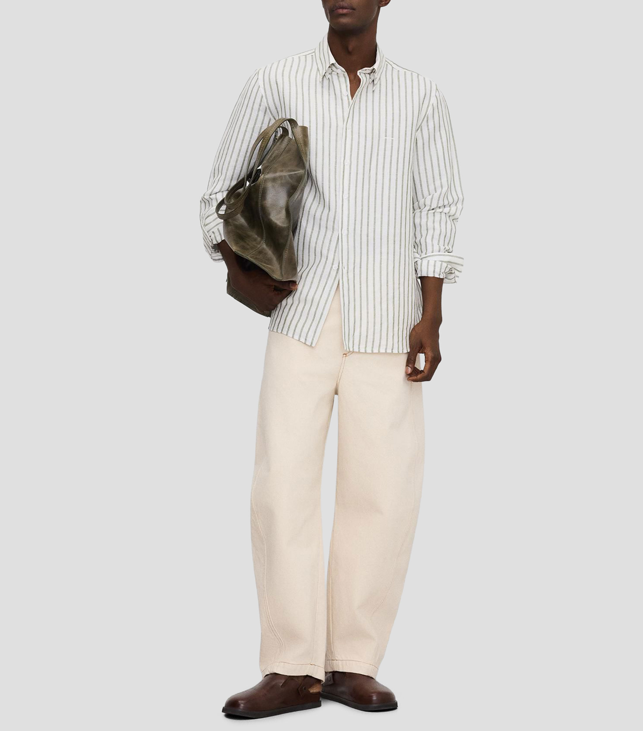 Camisa con rayas manga larga Hombre